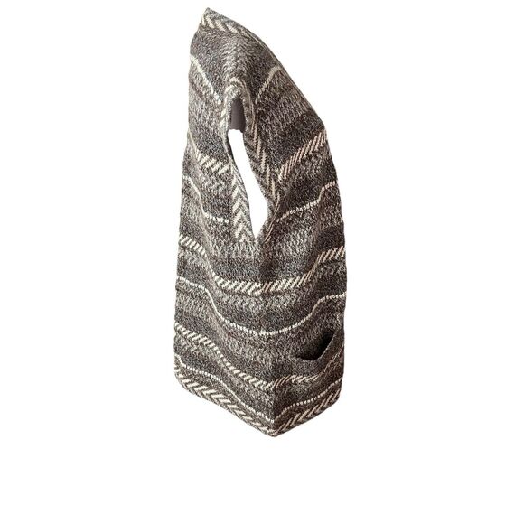 Nomadic Traders Medium Alpaca Vest Vintage Brown Ivory Gray Open Front - Picture 8 of 9